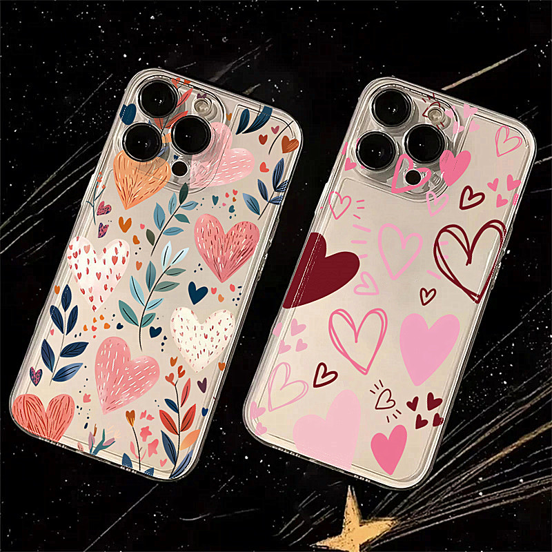 Phone Accessories Iphone - Siliconen telefoonhoesje met hartjes, bladeren, ogen