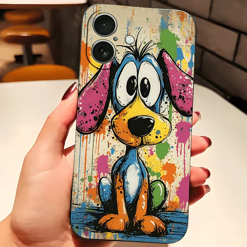 Phone Accessories To Sell - Graffiti gekleurde puppy TPU telefoonhoesje voor