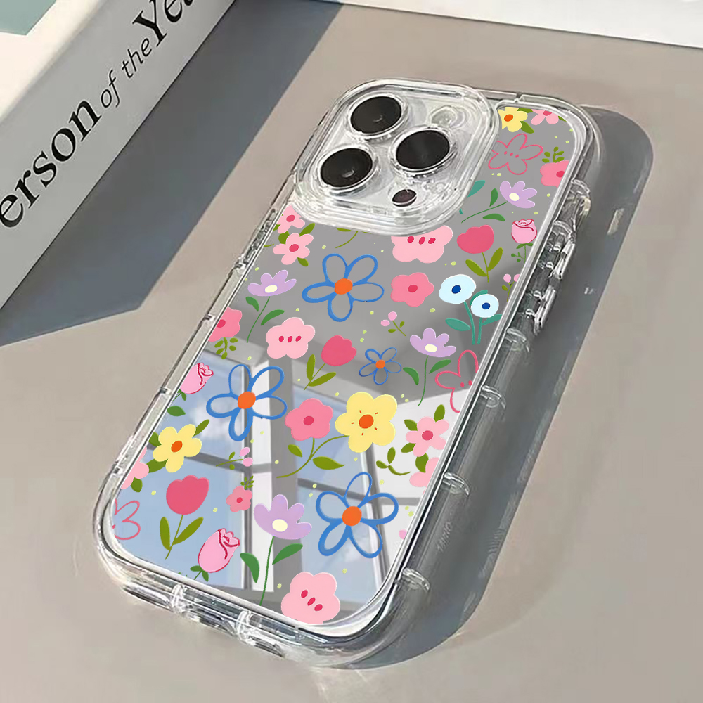 Phone Accessories Iphone - Koreaanse Ins Style Bloemige Zilveren Spiegel